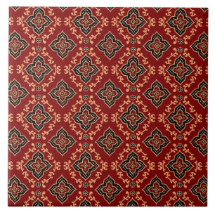 Carreau Motif indien géométrique rouge