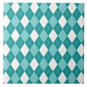 Carreau Motif Jacquard bleu turquoise et blanc