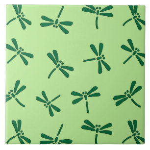 Carreau Motif japonais de libellules, Jade vert clair