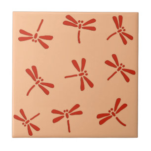 Carreau Motif japonais de libellules, Mandarin Orange