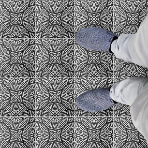 Carreau Motif kaléidoscopique géométrique noir et blanc
