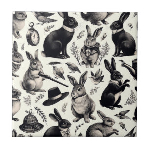 Carreau Motif lapin Vintage