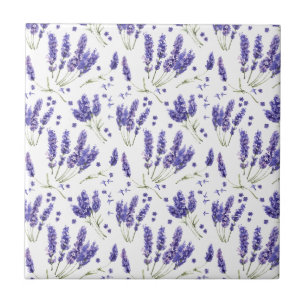Carreau Motif Lavender Watercolor Flowers