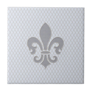 Carreau Motif lilas de diamant de Fleur de Lis Grey