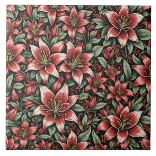 Carreau Motif Lily Aztèque Rouge