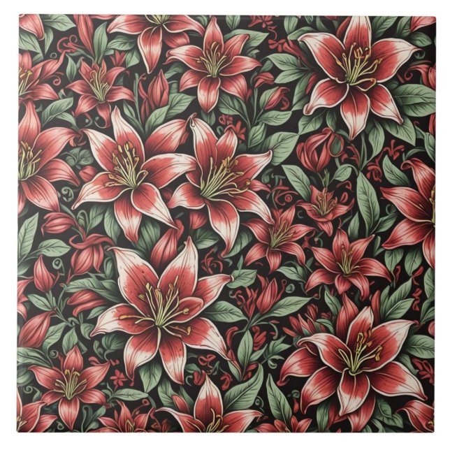 Carreau Motif Lily Aztèque Rouge (Devant)