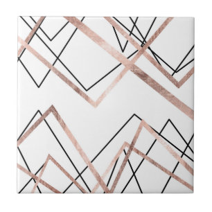 Carreau Motif linéaire blanc d'abrégé sur triangle d'or