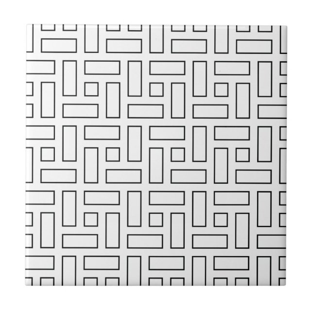 Carreau Motif linéaire noir et blanc - blanc (Devant)