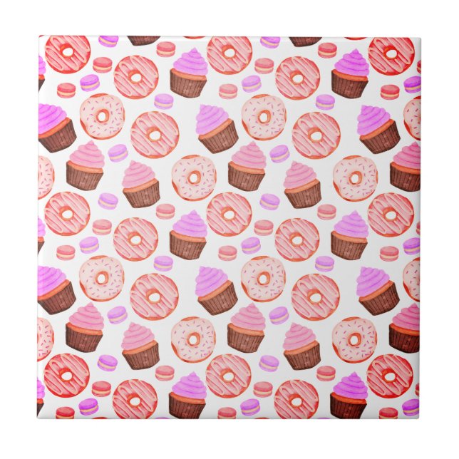 Carreau Motif Macaron à pâte rose (Devant)