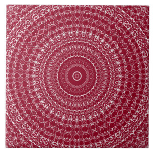Carreau Motif mandala complexe bordeaux et blanc