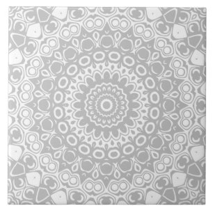 Carreau Motif Mandala Élégant Argenté