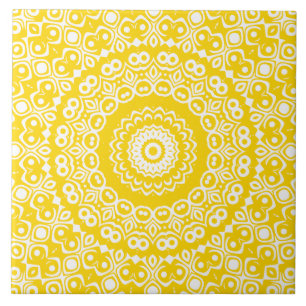 Carreau Motif Mandala Jaune Doré