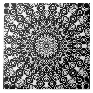 Carreau Motif Mandala Noir et Blanc