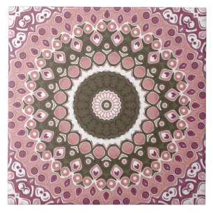 Carreau Motif Mandala Rose et Mocha Géométrie Florale