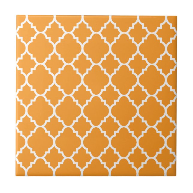Carreau Motif marocain blanc orange de Quatrefoil (Devant)