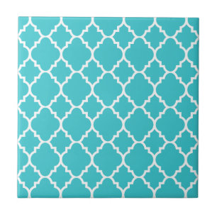 Carreau Motif marocain bleu de Quatrefoil d'Aqua de