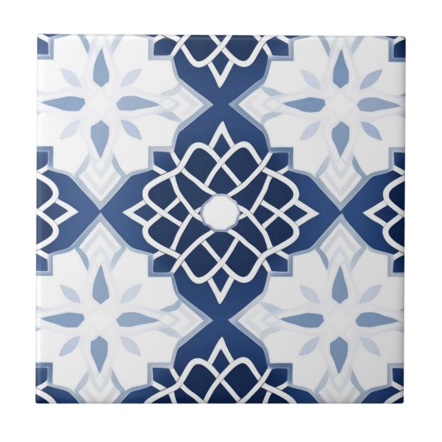 Carreau Motif marocain bleu et blanc (Devant)