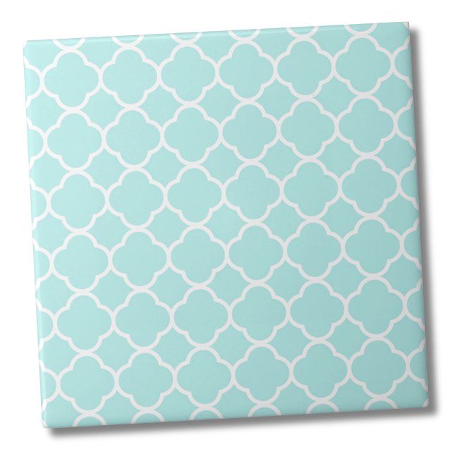 Carreau Motif marocain classique Quatrefoil (Aqua Blue Moroccan Pattern Ceramic Tile)