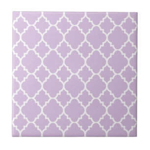 Carreau Motif marocain du Quatrefoil blanc de lavande