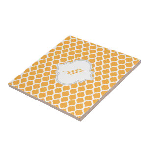 Carreau Motif marocain orange avec Trivet en mosaïque Mono