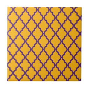 Carreau Motif marocain : Pourpre et or