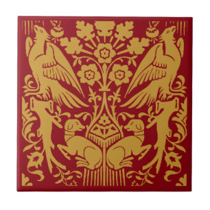 Carreau Motif Médiéval Hawk Et Hound