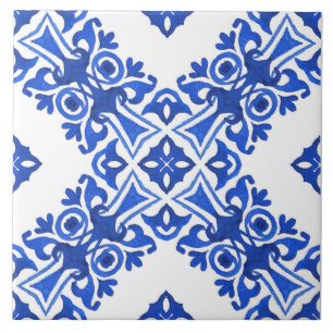 Carreau Motif méditerranéen bleu et blanc