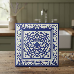 Carreau Motif Méditerranéen Classique Pat#18 Navy ID1195