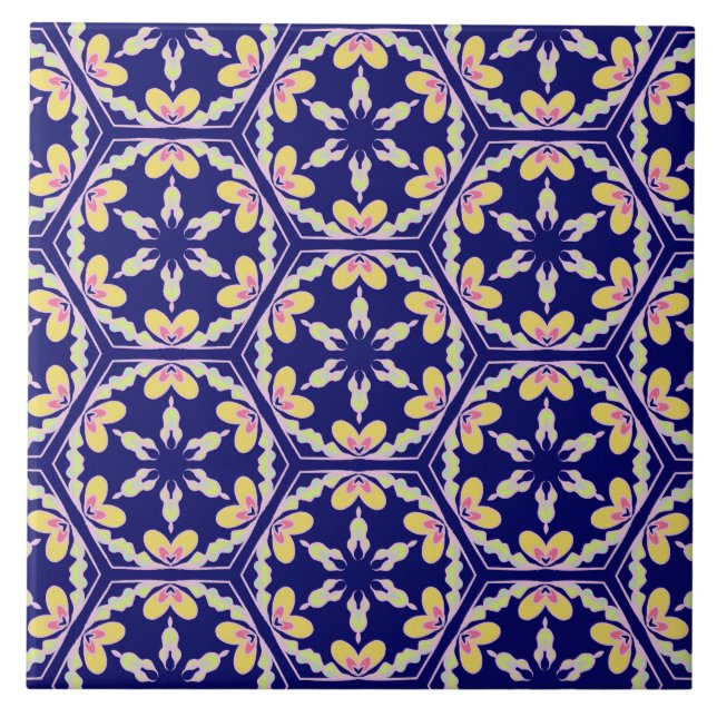 Carreau Motif méditerranéen espagnol de style de bleu (Devant)