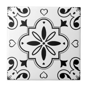 Carreau Motif méditerranéen moderne noir et blanc