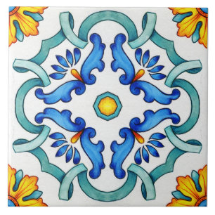 Carreau Motif Méditerranéen Ornemental Botanique