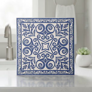 Carreau Motif méditerranéen Pat#5 bleu ivoire ID1195