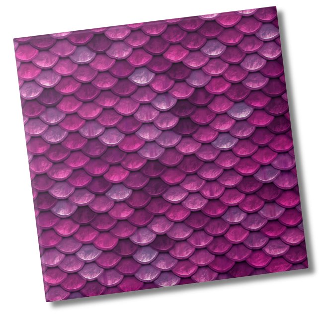 Carreau Motif métallique moderne chic (Girly Metallic Pink Purple Mermaid Scales Pattern ceramic tile)