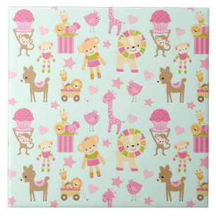Carreau Motif mignon avec Animaux et Jouets heureux