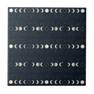 Carreau Motif minimaliste des phases lunaires avec des éto