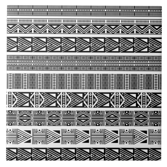 Carreau Motif moderne Boho noir et blanc Grandes céramique (Devant)