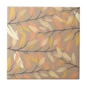 Carreau Motif moderne d'automne de feuille et de branche