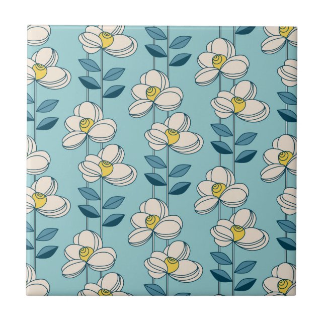 Carreau Motif moderne de feuille florale de la moitié du (Devant)