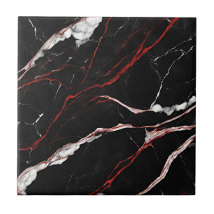 Carreau Motif moderne en marbre noir et rouge Faux