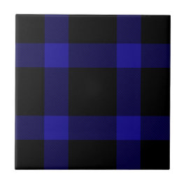 Carreau Motif moderne en Tartan noir et bleu