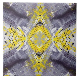 Carreau Motif moderne gris jaune tendance