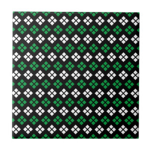 Carreau Motif moderne Kelly Green & White Jacquard en noir