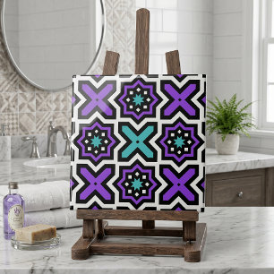 Carreau Motif mosaïque géométrique marocain violet sarcell