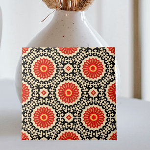 Carreau Motif mosaïque marocain oriental noir rouge beige