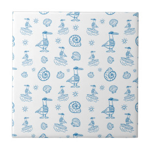 Carreau Motif nautique de goéland fantaisiste