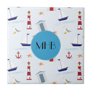 Carreau Motif nautique, Motif marin, Monogramme
