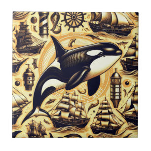 Carreau Motif Nautique Orca vintage