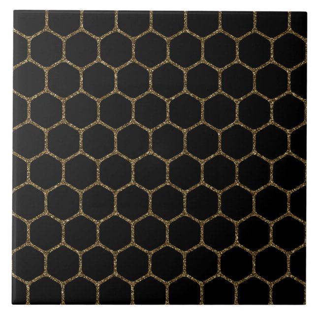 Carreau Motif noir d'hexagone dans le cadre de parties (Devant)