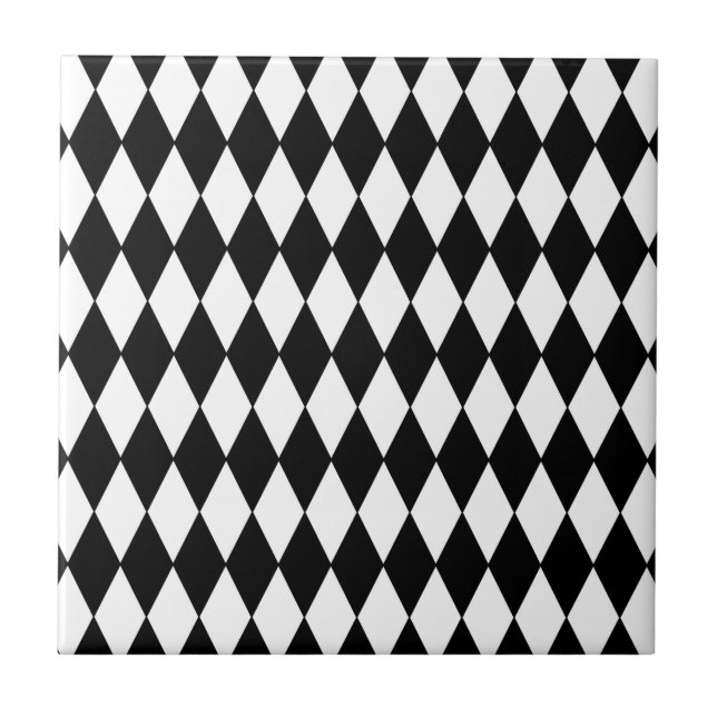 Carreau Motif noir et blanc de harlequin de diamant (Devant)