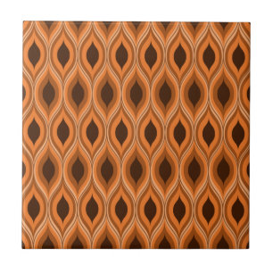 Carreau Motif orange et brun classique du milieu du siècle